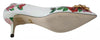 Dolce & Gabbana White Leather Roses Crystal Pumps Shoes