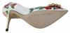 Dolce & Gabbana White Leather Roses Crystal Pumps Shoes