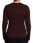 Dolce & Gabbana Black Red Striped Womens Cardigan Sweater