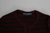 Dolce & Gabbana Black Red Striped Womens Cardigan Sweater