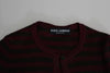 Dolce & Gabbana Black Red Striped Womens Cardigan Sweater