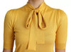 Dolce & Gabbana Yellow Silk Knit Pullover Ascot Collar Top