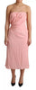 Dolce & Gabbana Pink Silk Stretch Strapless Sheath Midi Dress