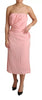 Dolce & Gabbana Pink Silk Stretch Strapless Sheath Midi Dress