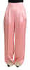 Dolce & Gabbana Pink Lace Trimmed Silk Satin Wide Legs Pants