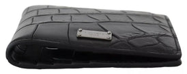 Dolce & Gabbana Black Exotic Leather Bifold Card Holder Wallet