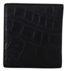 Dolce & Gabbana Black Exotic Leather Bifold Card Holder Wallet