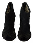 Dolce & Gabbana Black Tulle Ankle Boots Stiletto Heels Shoes