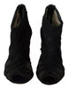 Dolce & Gabbana Black Tulle Ankle Boots Stiletto Heels Shoes