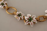 Dolce & Gabbana Gold Chain Lilium Floral Choker Statement Jewelry Necklace