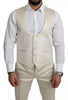 Dolce & Gabbana Beige Wool Crème 3 Piece SICILIA Shawl Suit
