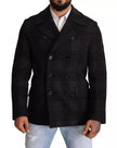 Dolce & Gabbana Black Trench Coat Check Wool Jacket