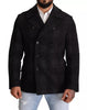 Dolce & Gabbana Black Trench Coat Check Wool Jacket