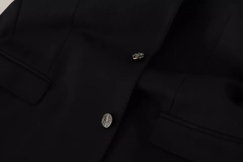 Dolce & Gabbana Black Cotton Slim Fit Coat Blazer Jacket