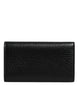 Dolce & Gabbana Black Leather Gold Metal Logo Plaque Trifold Keyring