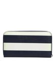 Dolce & Gabbana White Blue Striped Leather Zip Around Continental Wallet