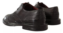 Dolce & Gabbana Black Perforated Leather Lace Up Derby Shoes