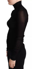 Dolce & Gabbana Black Turtleneck Form Fitting Pullover Sweater