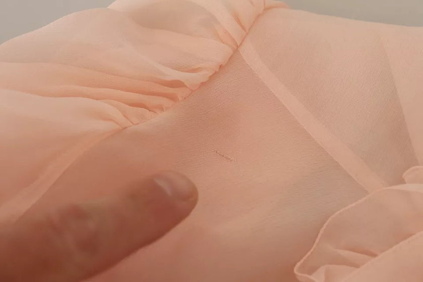 Dolce & Gabbana Light Pink Silk Long Sleeve Ascot Collar Top