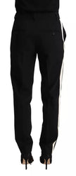 Dolce & Gabbana Black White Stripes Wool Tapered Pants