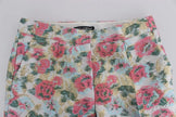 Dolce & Gabbana White Pink Floral Brocade Pants