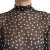 Dolce & Gabbana Black White Polka Dot Silk Ascot Collar Top