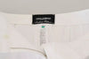 Dolce & Gabbana White Jacquard Cotton Blend Mid Waist Pants