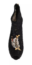 Dolce & Gabbana Black Crystal Lace Booties Stilettos Shoes