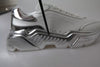 Dolce & Gabbana White Silver Daymaster Leather Sneakers Shoes
