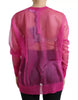 Dolce & Gabbana Pink Sheer Long Sleeves Crewneck Top Blouse