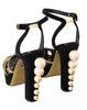 Dolce & Gabbana Black Gold Bianca Faux Pearl Sandals