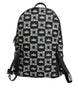 Dolce & Gabbana Black White Crown Printed Nylon School Backpack Bag