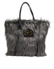 Dolce & Gabbana Black Oversize Faux Fur Shopping Tote Bag