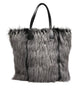 Dolce & Gabbana Black Oversize Faux Fur Shopping Tote Bag