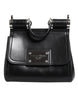 Dolce & Gabbana Black Calfskin Leather SICILY Logo Plaque Top Handle Bag