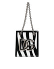Dolce & Gabbana Black White Zebra Patchwork Logo Plaque Shoulder Bag
