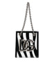 Dolce & Gabbana Black White Zebra Patchwork Logo Plaque Shoulder Bag