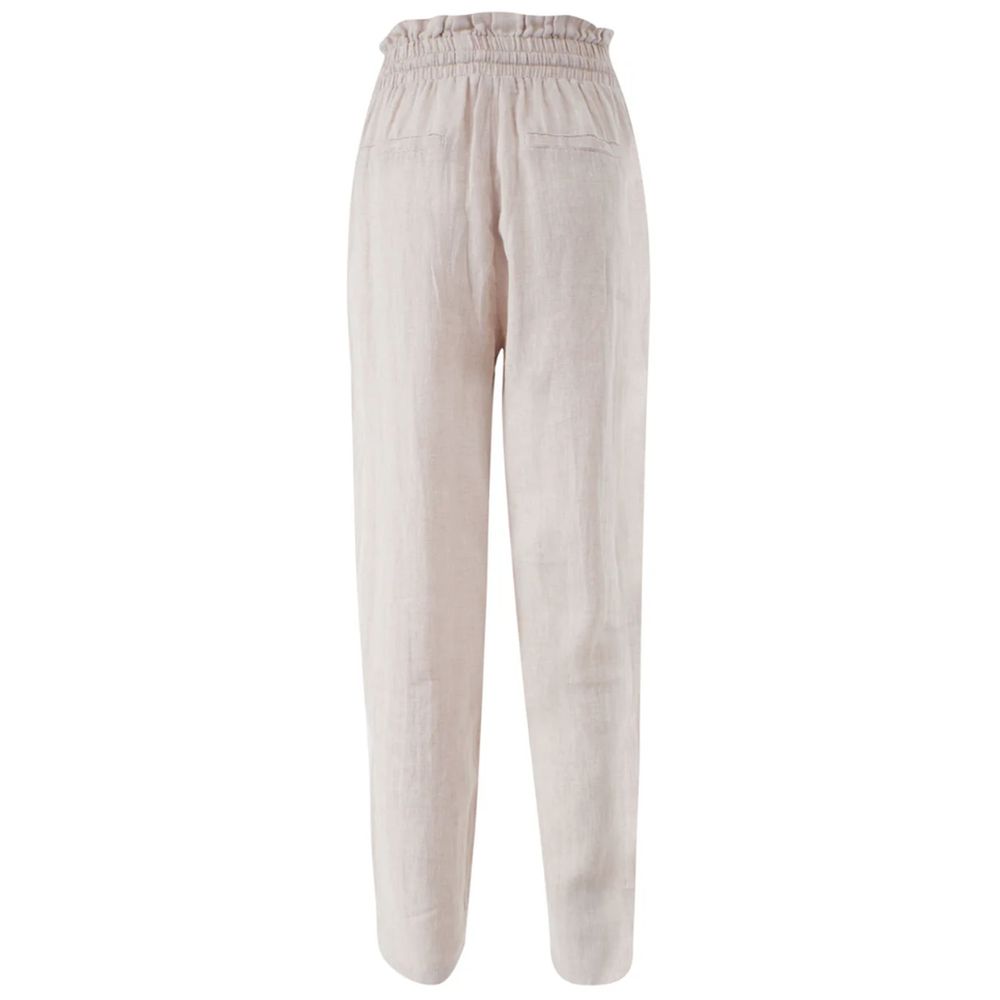 Yes Zee Beige Linen Jeans & Pant