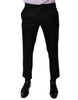 Dolce & Gabbana Black Wool Tapered Formal Dress Pants