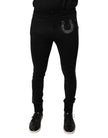 Dolce & Gabbana Black Horseshoe Embellished Wool Slim Fit Pants