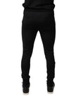 Dolce & Gabbana Black Horseshoe Embellished Wool Slim Fit Pants