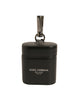 Dolce & Gabbana Black Leather Logo Silver Metal Strap Airpods Case