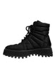 Dolce & Gabbana Black Padded Mid Calf Lace Up Boots Shoes