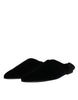 Dolce & Gabbana Black Velvet Slides Flat Slipper Sandals Shoes