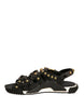 Dolce & Gabbana Black Leather Studded Slides Sandals Shoes