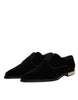 Dolce & Gabbana Black Velvet Cotton Lace Up Derby Shoes