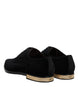 Dolce & Gabbana Black Velvet Cotton Lace Up Derby Shoes
