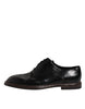 Dolce & Gabbana Black Leather Lace Up Men Derby Formal Shoes