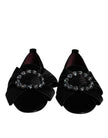 Dolce & Gabbana Black Crystal Flats Men Loafers Dress Shoes