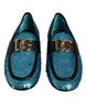 Dolce & Gabbana Blue Sequined Loafers Formal Dress Shoes